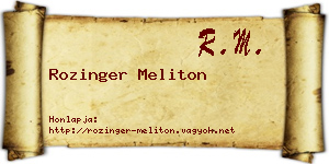Rozinger Meliton névjegykártya